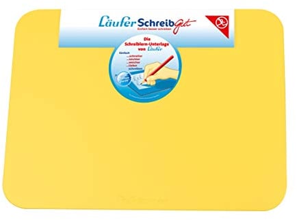 Läufer 30914 SchreibGut Schreibtischunterlage zum Schreiben lernen, für den perfekten Schulanfang, Zubehör für Kinderschreibtisch, rutschfest und abwischbar, gelb, 34x45 cm