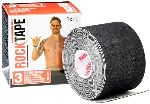 RockTape Unisex Ungeschnittenes H2O Kinesiologieband Elastisches therapeutisches Sportband für Schulter, Knöchel, Ellbogen, Handgelenk, Schienbeinschienen & Kniestütze - Schwarz