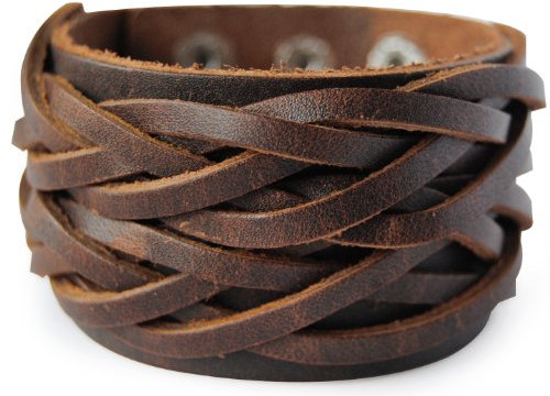axy LAB1-3 LEDERARMBAND BREIT Serie! ECHT Leder Armband Vintage Leather Bracelet! Surferarmband Herren (Braun/Brown)