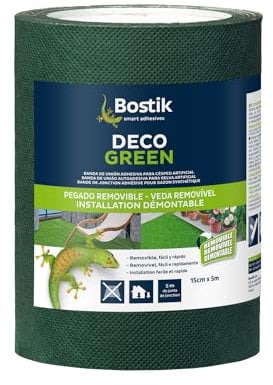 Bostik Bande de Jonction Adhésive Pour Gazon Synthétique Deco Green – Intérieur et Extérieur – Installation Démontable et Discrète – Couleur : Vert – Rouleau de 15 cm x 5 m