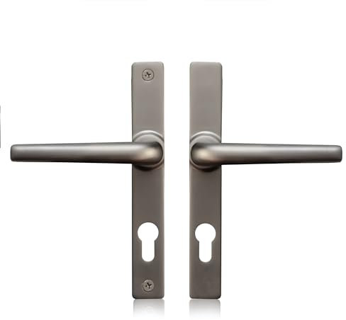 XFORT Uros Satin Chrome (PZ 70mm, Screw Hole Distance 180mm, Overall 205mm) Zamak Ferco Door Handle Replacement, UPVC Front Door Handle Compatible with GU Ferco Locking System