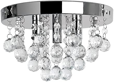 MiniSun | Modern Polished Chrome and Clear Acrylic Droplet Ceiling Light Fitting | Pendant Lights, Home Décor & Improvement Essential