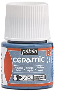 Pébéo - Ceramic - Couleur Opaque pour Terre Cuite, Céramique et Faïence - Effet Brillant - Finition Laquée - Flacon 45 ml, Bleu, 1 Unité (Lot de 1)