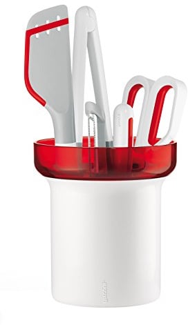 Guzzini Kitchen Active Design Set 5 Utensili con Contenitore, Rosso, 5 unità