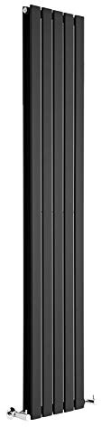 MILANO Black Vertical Double Flat Panel Radiator 1780 x 350mm | Steel Construction. Generous Heat Output. Contemporary Style. Double Panel Design. Central Heating Operation.