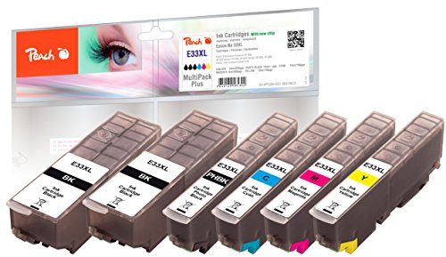 Peach E33 Spar Pack Plus Druckerpatronen XL (2xBK, PBK, C, M, Y) ersetzt Epson T3357, No. 33XL, C13T33574010 für z.B. Epson Expression Premium XP -530, Epson Expression Premium XP -630