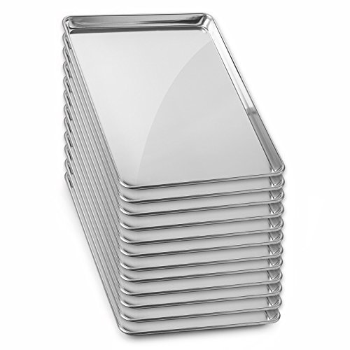 GRIDMANN 18 x 26 Commercial Grade Aluminum Cookie Sheet Baking Tray Pan Full Sheet - 12 Pans