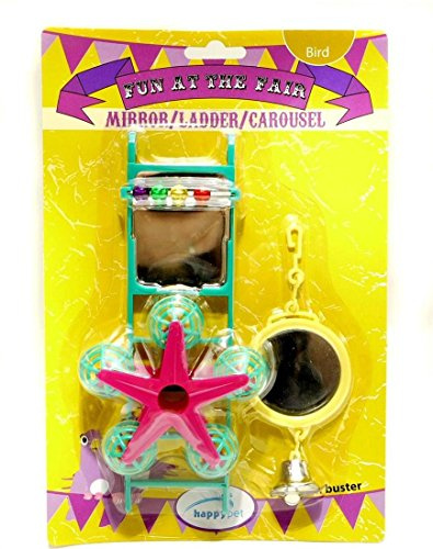 HAPPYPET Mirror Ladder Carousel Bird Toy Multipack Fun Interactive Durable Lightweight Sturdy Mountable Playing Indoor Hanging Birdcage Accessory