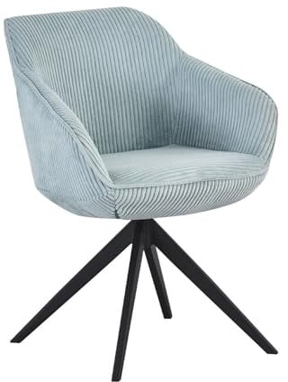B&D home Esszimmerstuhl ARVIT, Chefsessel Bürosessel Konferenzstuhl Loungesessel Drehstuhl für Esszimmer, Büro, Küche, modern Design, Cord Hellblau, 11102-BLAU-1