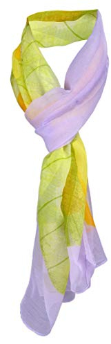 TigerTie feiner Chiffon Schal in flieder grün gelb orange gemustert - Größe 155 x 50 cm