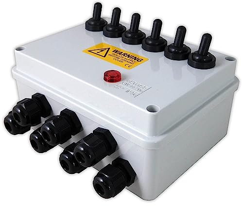 Aquacadabra 6-Way Garden Switch Box Weatherproof for Outdoor Pond Garden Electrics with Neon Indicator: Control Pond Pumps, Lights and Filters Safely