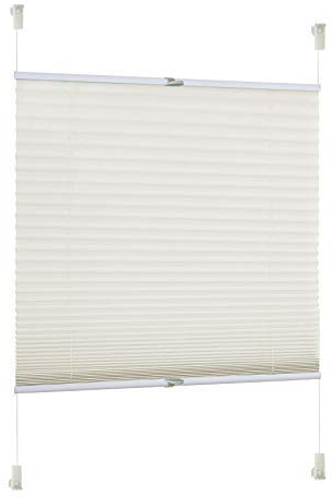 Rapid Teck® Klemm Thermo Plissee 80cm x 130cm beige Blickdicht Faltrollo Jalousie Rollo ohne Bohren Klemmrollo Fertigplissee