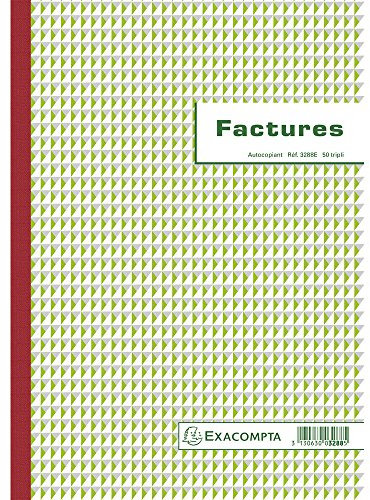 EXACOMPTA Manifold FACTURES 297 x 210 mm Avec TVA 50 Feuillets Tripli