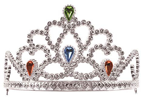 Bristol Novelty BA383 Diadem, silberfarben, mit bemalten Steinen, 1 Stück, für Damen, Einheitsgröße Halloween