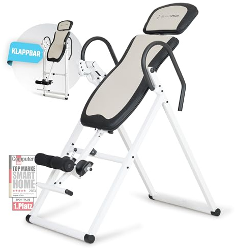SportPlus Inversionsbank, klappbarer Schwerkrafttrainer, Inversion Table mit 4 oder 6 Inversionswinkel, Streckbank zur Entlastung der Wirbelsäule, Nutzergewicht bis 135 kg, Rückenstrecker