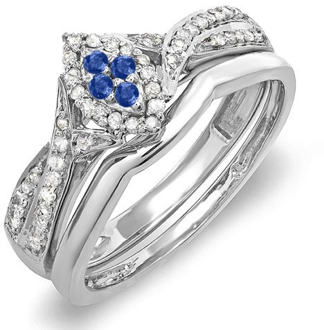 Dazzlingrock Collection Verlobungsring-Set, blauer Saphir und weißer Diamant, Marquise-Form, Sterlingsilber, Saphir, Sterling Silber, Saphir