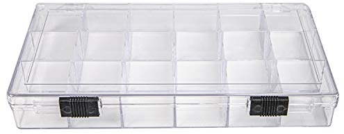 The Beadsmith Clear Bead Organizer - Sorter and Storage Box, 8.25 x 4.25 x 1.25 Inches,18 Compartments, w/Secure Double-Sided Locking