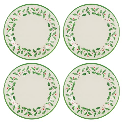 Lenox 863669 Holiday 4-teiliges Melamin-Speiseteller-Set, Weihnachtsgeschirr, Gastgeber
