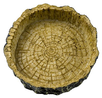 OMEM Reptile Natural Bowl Food and Water Dish Resin Made (Tree bark)