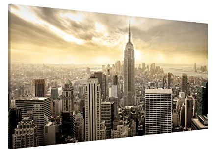 Apalis Magnettafel Manhattan Dawn Memoboard Design Hoch Metall Magnet Pinnwand Motiv Wand Stahl Küche Büro, Größe HxB: 37cm x 78cm