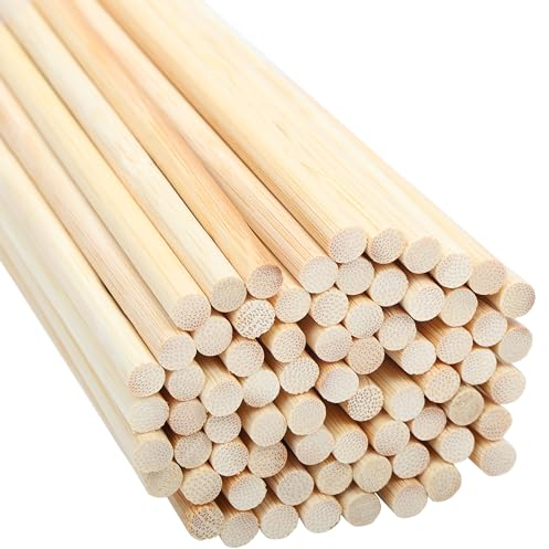 Belle Vous Lot de 100 Bambou Tige Naturelle et Ronde - 30 cm - Baguette Bois Extra Longue Brute de 7 mm - Baton Bois Solide - Artisanat, Projets Artistiques, Décorations et Loisirs Créatifs