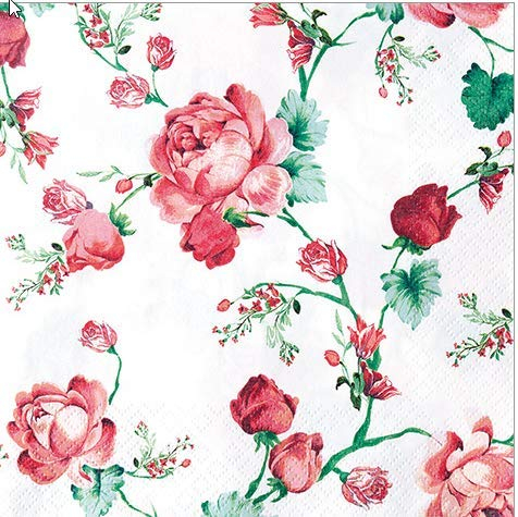 20 Servietten Rote Rosenkette/Blumen/Vintage/Hochzeit 33x33cm