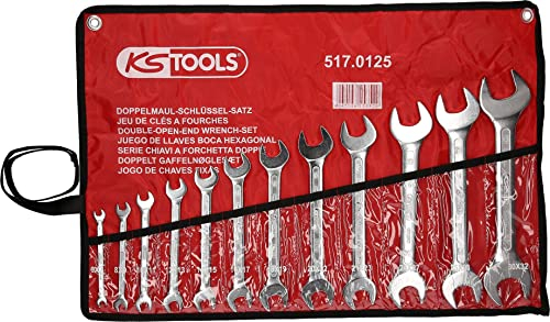 KS Tools 517.0125 - Pack de 12 piezas con llaves de boca doble, en caja de cartón, bocas pulidas (tamaño: 6 x 7-30 x 32 mm)