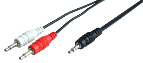 Loops 1m 3.5mm Stereo Plug to 2x Mono Jack Adapter Cable - AUX Audio Line Splitter Lead