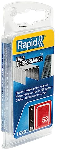 Rapid Tackerklammern Typ 53, 4mm Klammern, 1.600 Stk., Feindrahtklammern für Holz und Stoffe