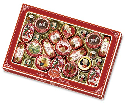 Reber Spezialitäten-Kassette – 25 hochfeine Reber Klassiker – Mit Pralinen, Echten Mozart-Kugeln, Constanze Mozart-Kugeln, Marzipan, Pasteten und Nougat