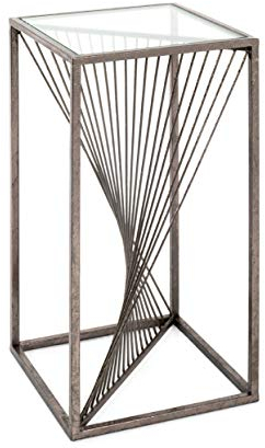 HAKU Möbel Beistelltisch Bronze, Metall, Sicherheitsglas 8 mm - Maße: B 30 cm x H 60 cm x T 30 cm, Style: Art Deco