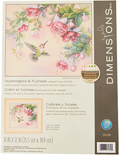 Dimensions Kreuzstich-Set (inkl. Vorlage, Nadel und Anleitung), Humming Bird and Fuchsias, 14 in. H x 12 in. W