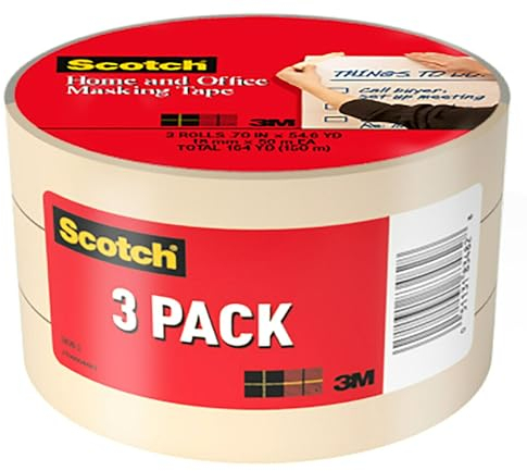Scotch(R Home and Office Masking Tape 3436-3, 3/4-inch x 54.6 Yards