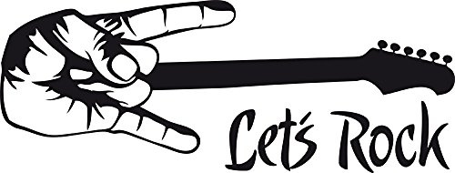 GRAZDesign Wandtattoo Musik Spruch Let's Rock mit Gitarre Jugend - 105x40cm / 070 schwarz
