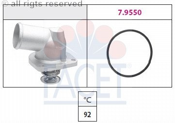FACET 7.8194 Thermostat Kühlmittel Kühlwasserthermostat 92°C Kompatibel mit OPEL Astra G CC T98 1338073 KW 580 194 90412901