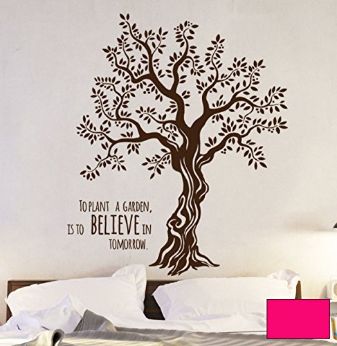 Wandtattoo Wandaufkleber Baum Olivenbaum mit Spruch M1567 - ausgewählte Farbe: *Pink* - ausgewählte Größe: M - 80cm breit x 100cm hoch