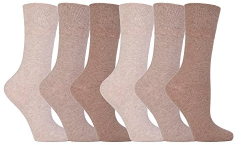 Gentle Grip 6 paires de dames Diabéthique Chaussette 37-42 Diabetic beige