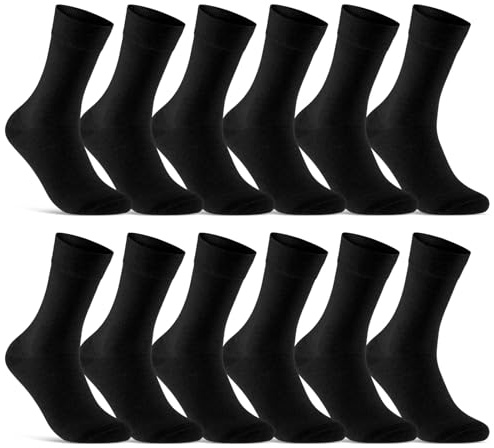 6 | 12 | 24 Paar Socken Herren & Damen Business Socken Schwarz Baumwolle