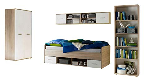 Avanti Trendstore - Kind - Jugendzimmer Set in Eiche Sonoma/weiß Dekor