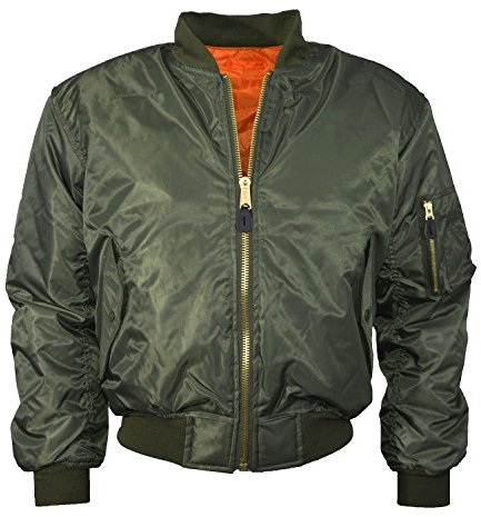 MA1 Bomber Flieger Jacke Mit Starkem Messing Reißverschluss L,Salbei Grün