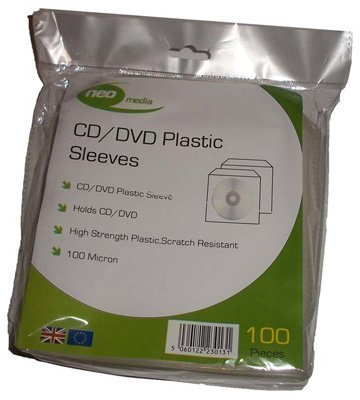 200 - Neo Media - PVC Poly Protective CD DVD Sleeve Wallets - (100 micron)