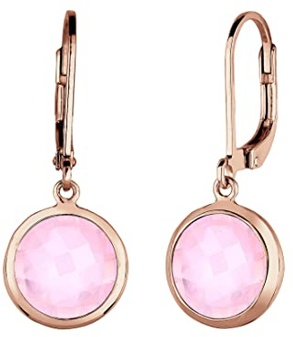 Elli Ohrringe Damen mit Rosenquarz in 925 Sterling Silber Rosé vergoldet