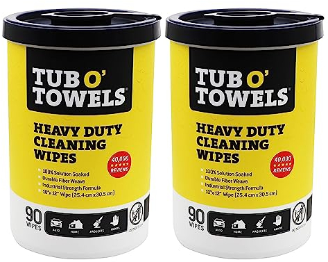 Tub O Towels Heavy-Duty Multi-Surface Cleaning Wipes, Citrus, 25cm X 30cm, 2 Count