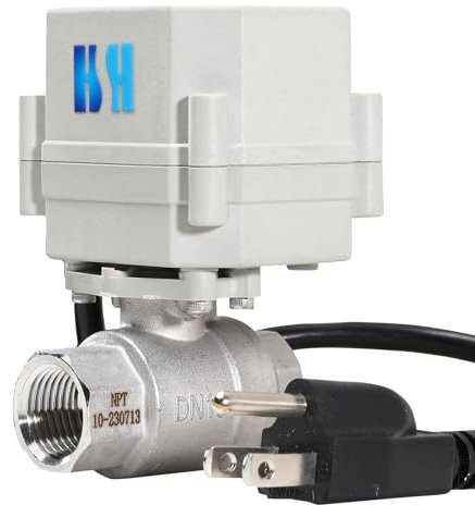 HSH-Flo 1/2 DN15 110-230VAC normalerweise geschlossen CF8/Edelstahl 304 motorisiertes elektrisches Kugelhahn mit US-Stecker (1/2 Zoll, normalerweise geschlossen)