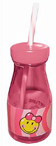 zak! Smiley Girl Trinkflasche mit Strohhalm, pink, 36 cl