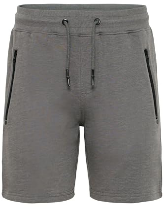 !Solid SDTaras Herren Sweatshorts Kurze Hose Jogginghose mit Kordelzug Reißverschlusstaschen Baumwollmischung Regular fit, Größe:S, Farbe:Grey Melange (8236)