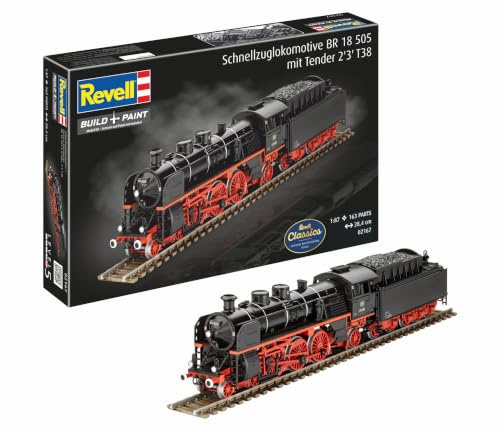 Revell 02167 Express Locomotive BR 18 505 with Tender 2, 3, T38 1:87 Scale Unbuilt, Unpainted Plastic Model Kit