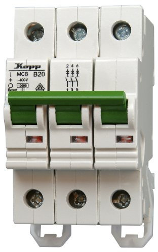 Kopp 722030077 Leitungsschutzschalter 3-polig B-Charakteristik, 20 A