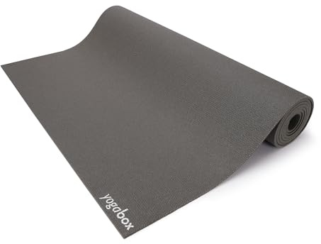 Yogabox Studio Yogamatte PREMIUM - 183 cm x 60 cm x 3 mm (LxBxH) - Fitnessmatte, Pilatesmatte, Gymnastikmatte - OEKO TEX 100 P1 - Made in Germany, stone
