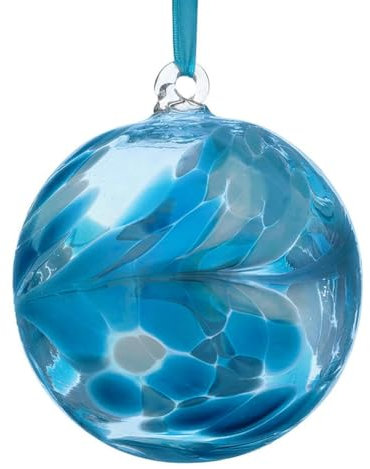 Glaskugel, zum Aufhängen, 10 cm Durchmesser, Türkis